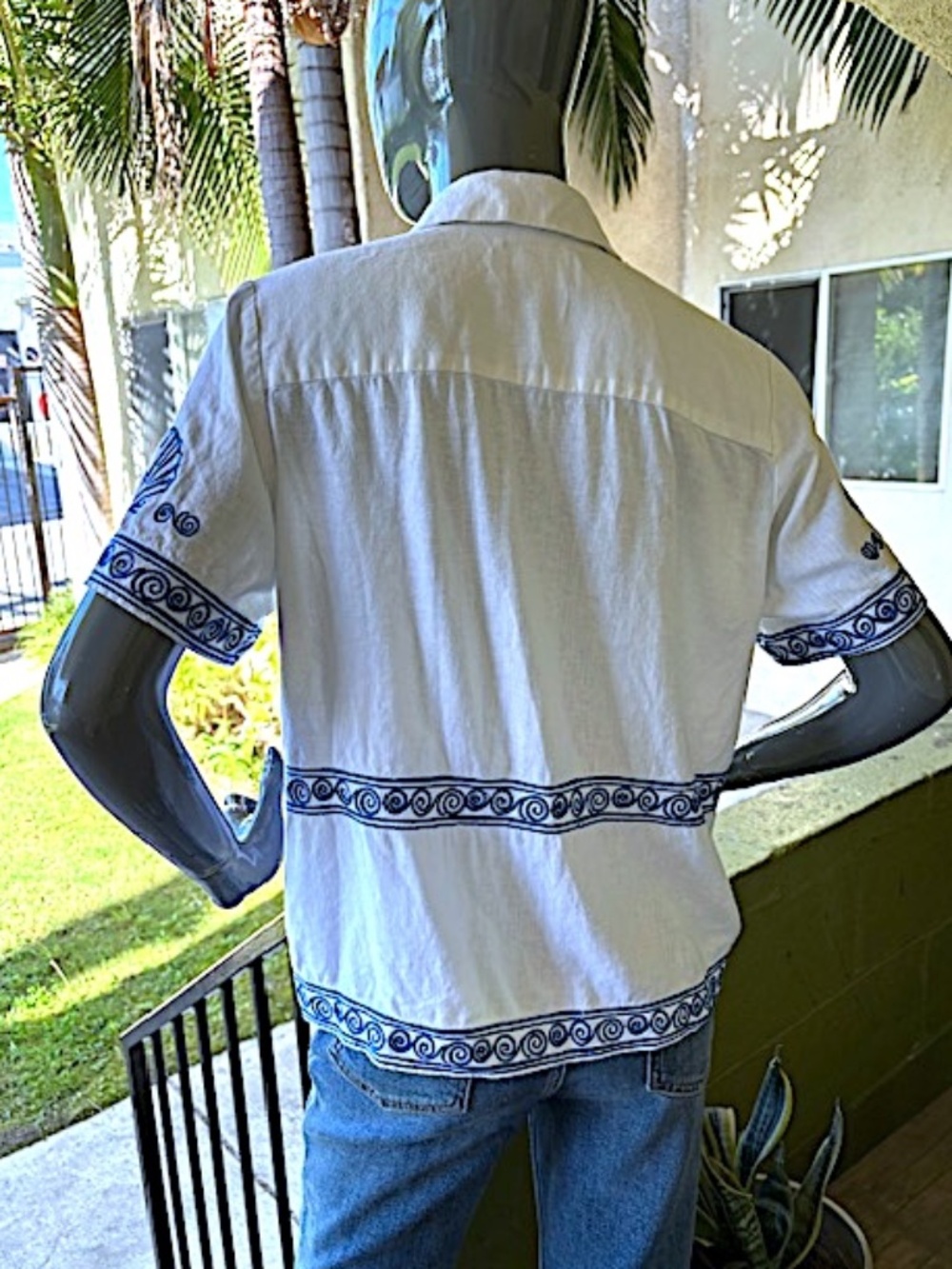 MADEWELL X LISA SAYS GAH Embroidered S/S Linen Camp Shirt EUC/sz S - Picture 5 of 13